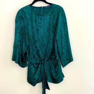Zara emerald green silk blouse